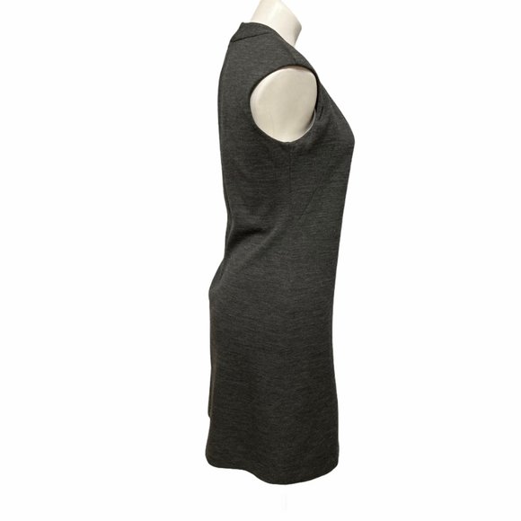 Milly Small Made in Italy Grey Wool Crewneck Button Detail Career Event Dress … - Picture 4 of 9